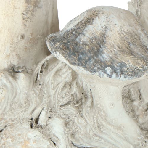Prodotto Decorazione a forma di fungo in pietra fusa grigio bianco lavato 21,5×18×22cm