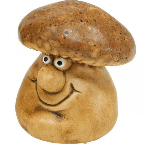 Floristik24 Fungo decorativo in ceramica con figura del viso marrone H8cm 3 pezzi