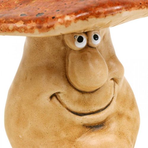 Floristik24 Fungo decorativo in ceramica con faccia marrone figura H12cm 3pz