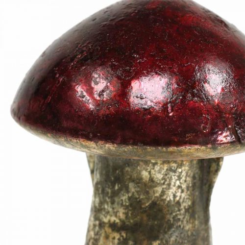 Floristik24 Funghi decorativi vetro rosso decorazione autunnale decorazione da tavola Ø6,5 cm H10 cm 3 pezzi