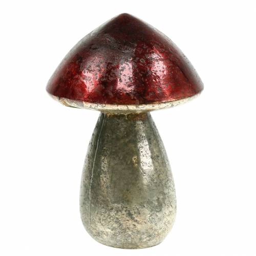 Floristik24 Fungo decorativo in vetro rosso scuro H13cm