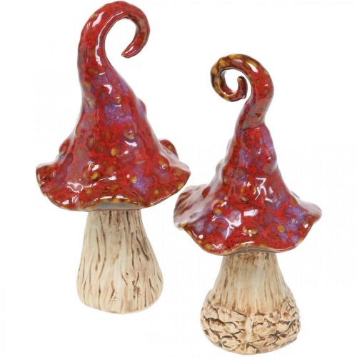 Floristik24 Funghi in ceramica foresta magica fungo decorativo rosso in ceramica decorazione H16cm 2pz