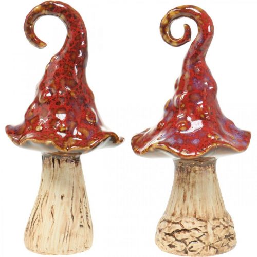 Floristik24 Funghi in ceramica foresta magica fungo decorativo rosso in ceramica decorazione H16cm 2pz