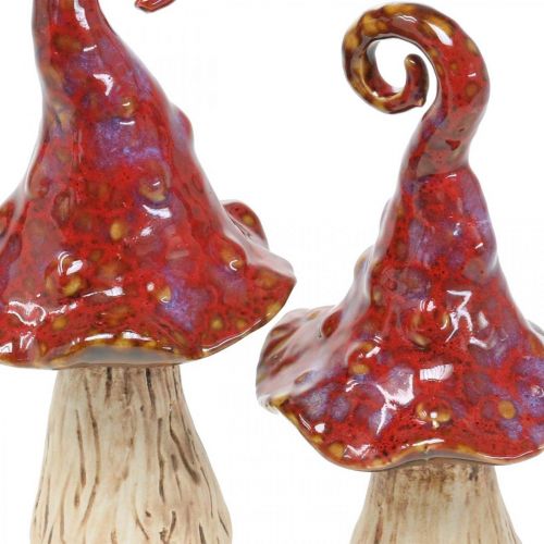 Floristik24 Funghi in ceramica foresta magica fungo decorativo rosso in ceramica decorazione H16cm 2pz