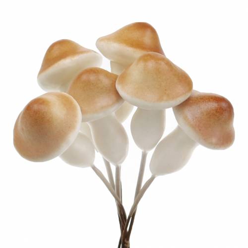 Funghi su filo natura 2cm 48 pezzi