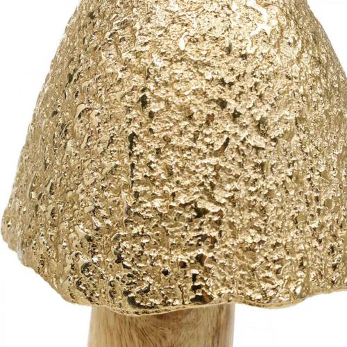 Floristik24 Fungo decorativo grande metallo legno dorato, natura decorativa figura autunno 32cm