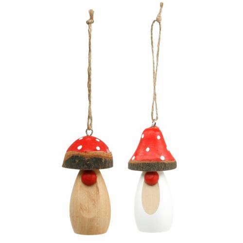 Prodotto Funghi da appendere in legno bianco, marrone assortito 6,5 / 8cm 8 pezzi