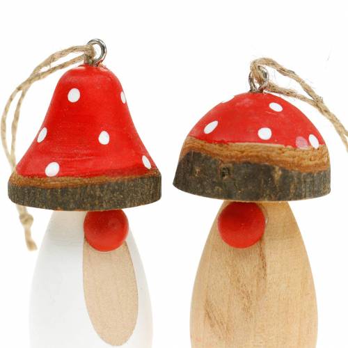 Prodotto Funghi da appendere in legno bianco, marrone assortito 6,5 / 8cm 8 pezzi