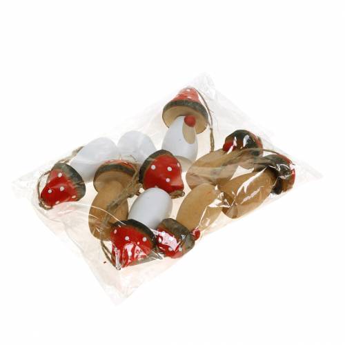 Prodotto Funghi da appendere in legno bianco, marrone assortiti 6,5/8 cm 8 pz