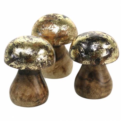 Floristik24 Fungo in legno dorato, legno di mango naturale Ø5cm H6.5cm 4 pezzi