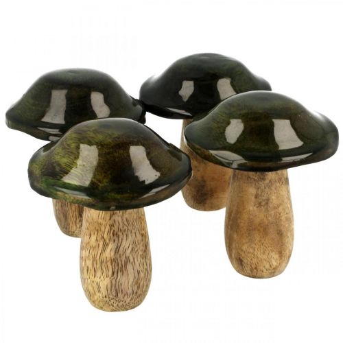 Fungo legno di mango verde decorazione da tavola autunno Ø7cm H9cm 4 pezzi Fungo legno di mango verde decorazione da tavola autunno Ø7cm H9cm 4 pezzi