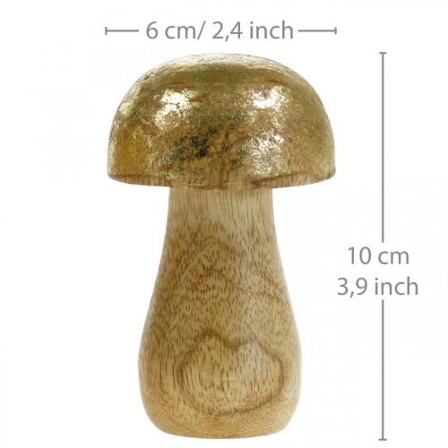 Fungo legno di mango oro, fungo decorativo naturale Ø6cm H10cm 4 pezzi