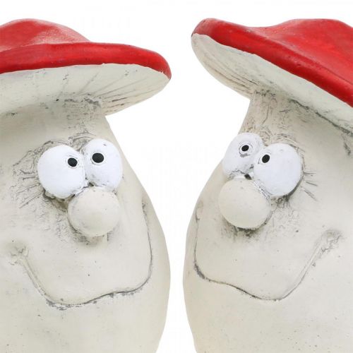 Prodotto Funghi da decorare, decorazione di Capodanno, funghi di bosco, decorazione in cemento rosso, bianco H10cm L12.5cm 2 pezzi