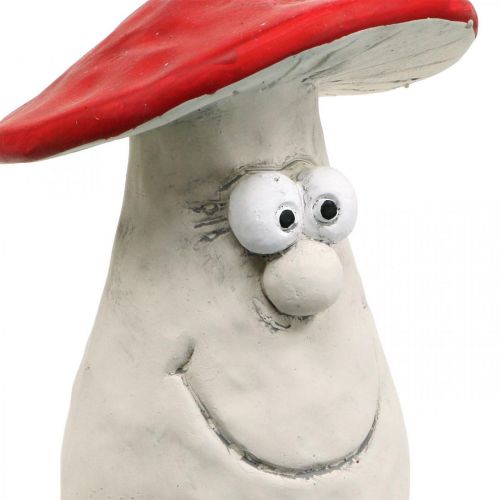Floristik24 Fungo decorativo, decorazione autunnale, fungo in cemento, portafortuna, decorazione per Capodanno rosso, bianco H20cm W10cm