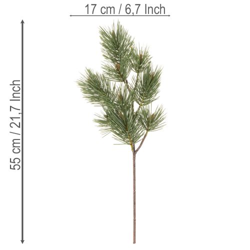 Ramo di pino artificiale decorativo, 55 cm, 3 pezzi | Floristik24.it