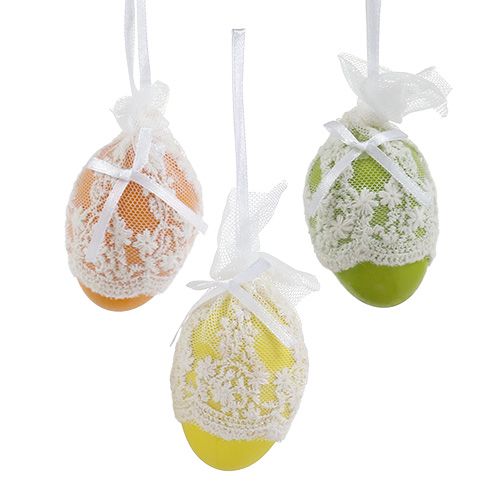 Floristik24 Uova decorative in plastica con tulle per appendere 6 cm 6 pezzi