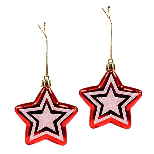Stella da sospendere Rosso, bianco Plastica 8,5 cm 2 pezzi