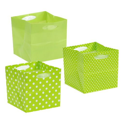 Floristik24 Sacchetto di plastica 12 cm x 12 cm x 12 cm di colore verde. 12 pezzi