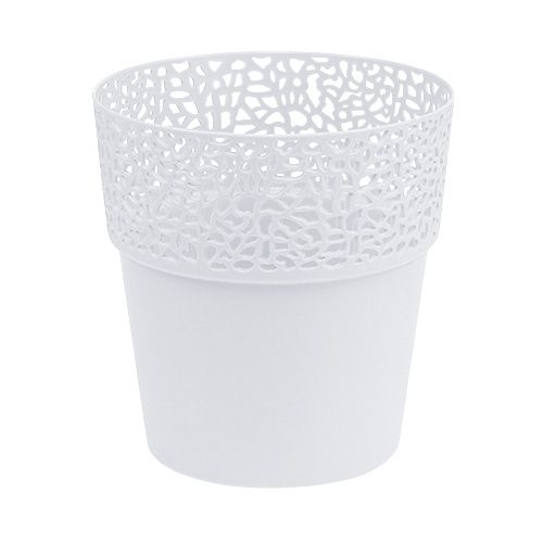 Cachepot in plastica bianco Ø14.5cm H15.5cm 1pz