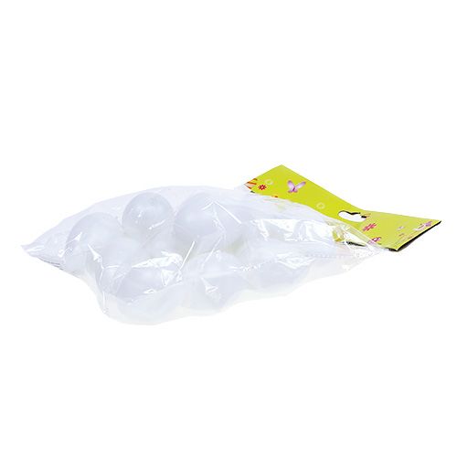 Floristik24 Uovo di plastica da appendere 6cm bianco 12pz
