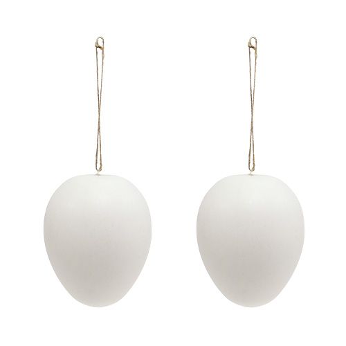 Floristik24 Uovo di plastica da appendere bianco 15 cm 3 pz