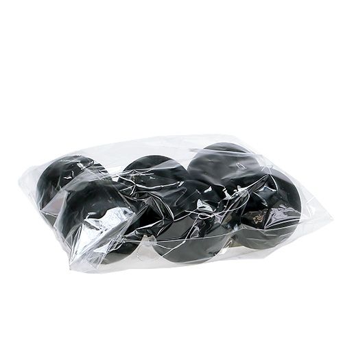 Floristik24 Sfera di plastica nera Ø6cm 6 pezzi