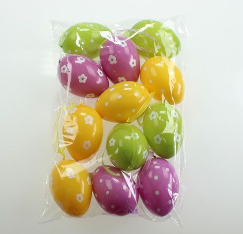 Floristik24 Uova di Pasqua decorative in plastica per appendere 9 cm 12 pezzi