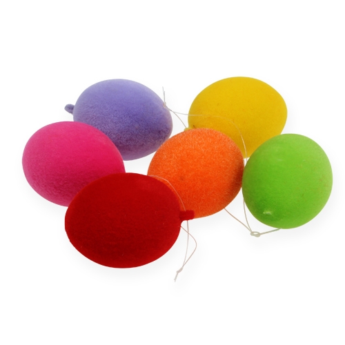 Floristik24 Uova decorative per appendere uova di Pasqua colorate floccate 6cm 18pz