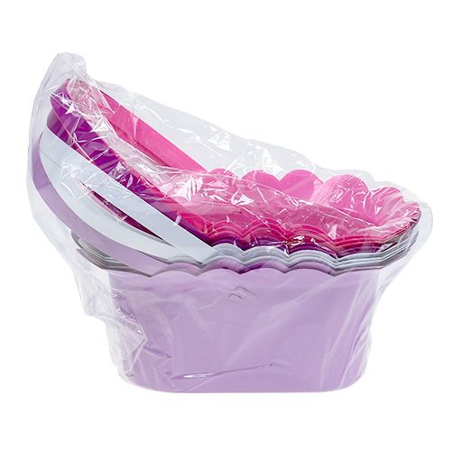 Floristik24 Cestino in plastica con manico ovale assort. 21 x 11 x 9,5 cm 10 pezzi