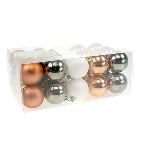 Floristik24 Miscela di sfere in plastica marrone, rame Ø6cm 30 pezzi
