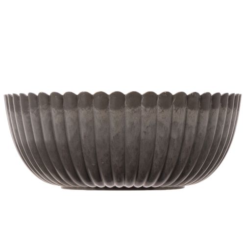 Ciotola a coste, color antracite, decorativa, rotonda, 15 cm, 2 pezzi | Floristik24.it