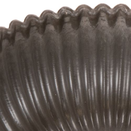 Ciotola a coste, color antracite, decorativa, rotonda, 15 cm, 2 pezzi | Floristik24.it