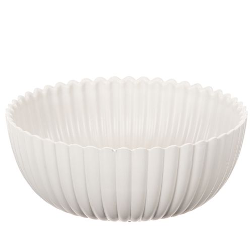 Ciotola rotonda a coste, bianca, versatile per decorazioni, 15 cm, 2 pezzi