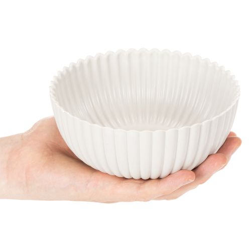 Ciotola rotonda a coste, bianca, versatile per decorazioni, 15 cm, 2 pezzi | Floristik24.it