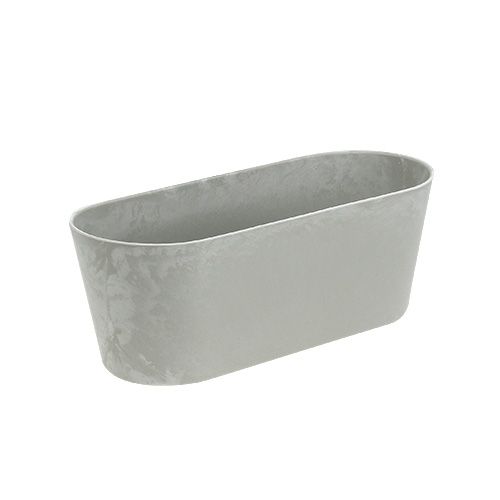 Floristik24 Ciotola di plastica ovale grigio 27cm x 11cm H10cm 1pz