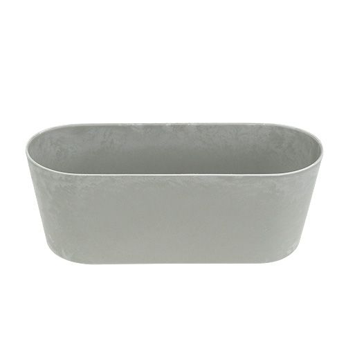 Floristik24 Ciotola di plastica ovale grigio 27cm x 11cm H10cm 1pz