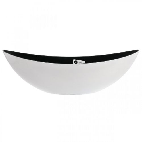 Floristik24 Ciotola decorativa ovale bianca, ciotola per piante nera nave per piante 55 cm