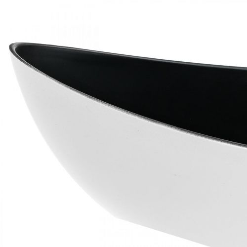 Floristik24 Ciotola decorativa ovale bianca, ciotola per piante nera nave per piante 55 cm