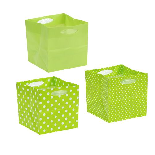 Floristik24 Sacchetto di plastica 10,5 cm x 10,5 cm x 10,5 cm verde 12 pezzi