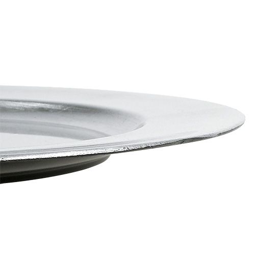 Floristik24 Piatto in plastica 25 cm argento con effetto foglia argento