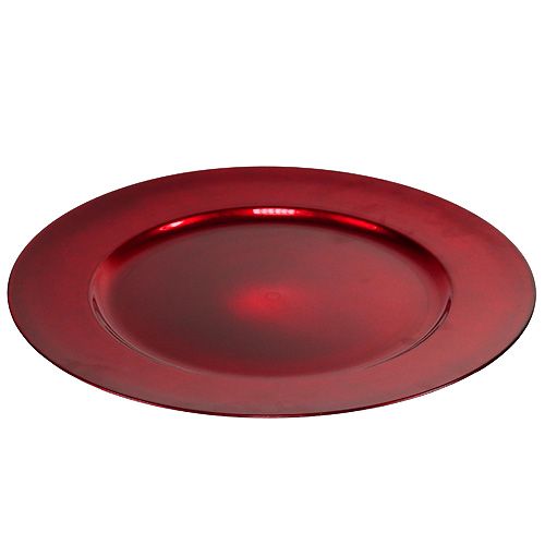 Floristik24 Piatto in plastica Ø33cm rosso con effetto satinato
