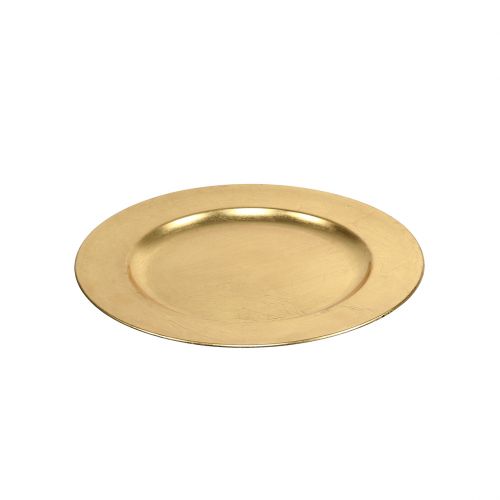 Piatto in plastica 25cm oro con effetto foglia oro