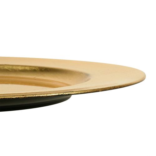 Prodotto Piatto in plastica 25 cm oro con effetto foglia oro