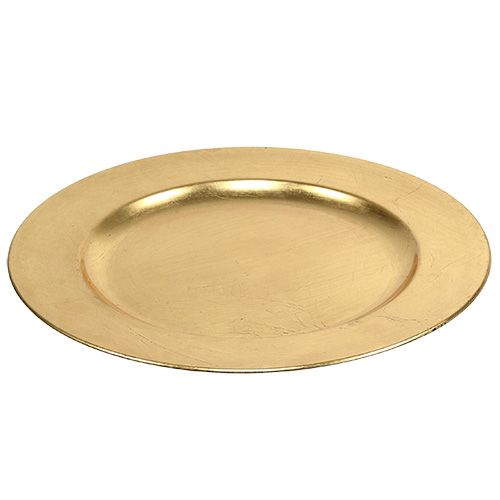 Floristik24 Piatto in plastica Ø33cm oro con effetto foglia oro