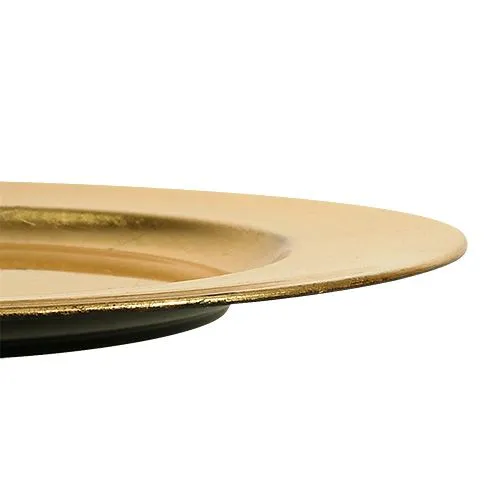 Piatto in plastica Ø33cm oro con effetto foglia oro | Floristik24.it