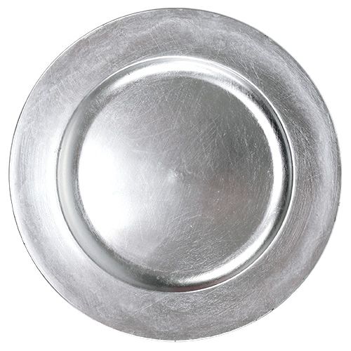 Piatti di plastica argento Ø17cm 10p