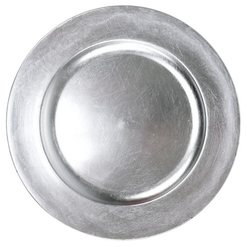 Piatto in plastica argento Ø33cm con effetto smaltato