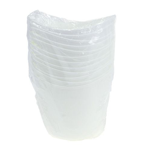 Floristik24 Vasi di plastica con manici 12 pezzi. 14 cm x 12 cm bianco