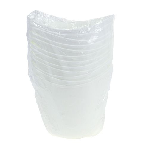 Floristik24 Vasi di plastica con manici 12 pezzi. 14 cm x 12 cm bianco
