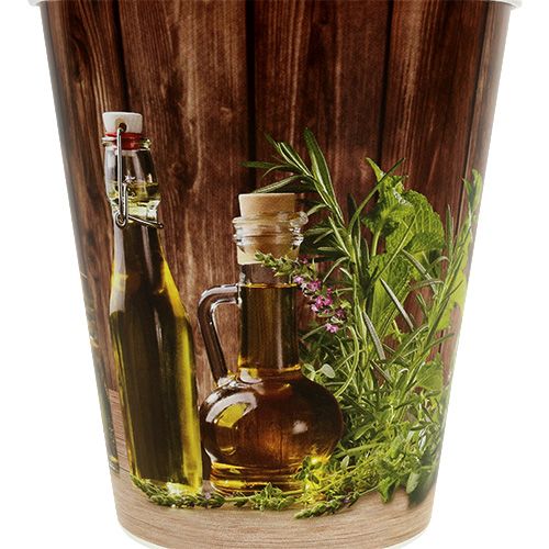 Floristik24 Vaso in plastica con motivo a erbe Ø12cm H13,5cm, 1pce